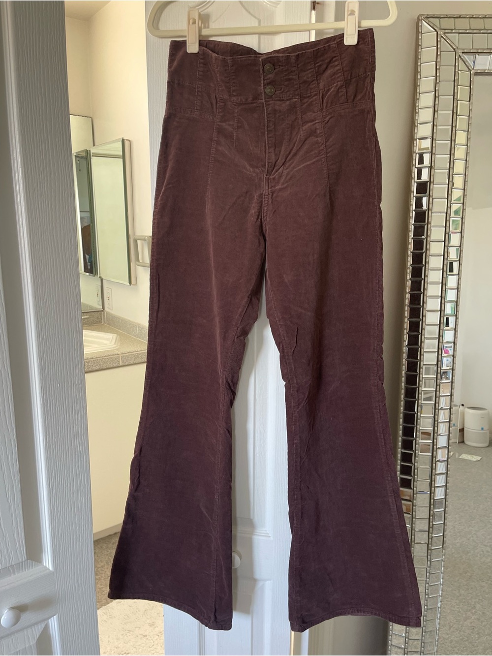 Free People High-Waist Corduroy Flared Pants - Brown
